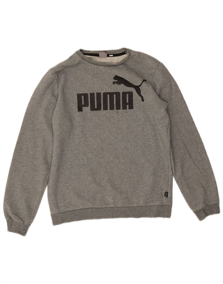 Chłopięca bluza z grafiką Puma, 15-16 lat, szara bawełniana w plamki