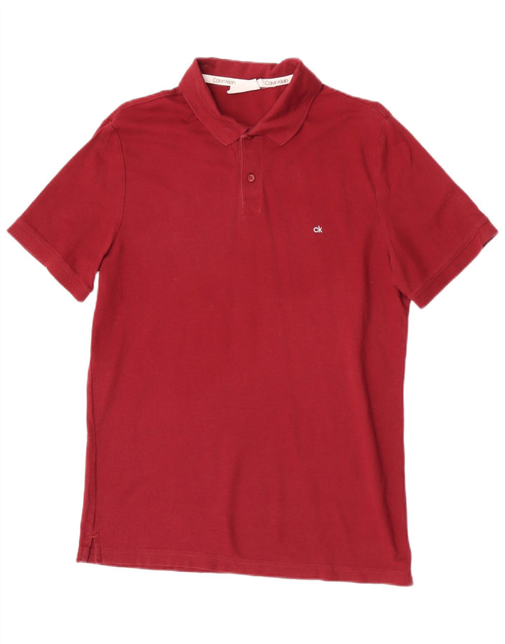 Męska koszulka polo Calvin Klein, średnia, bordowa bawełna