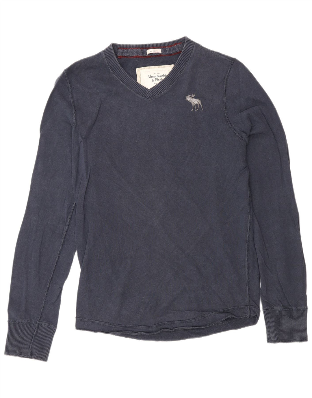 Top męski z długim rękawem Abercrombie & Fitch, średni, granatowy, klasyczny