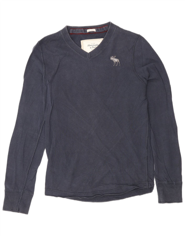 Top męski z długim rękawem Abercrombie & Fitch, średni, granatowy, klasyczny