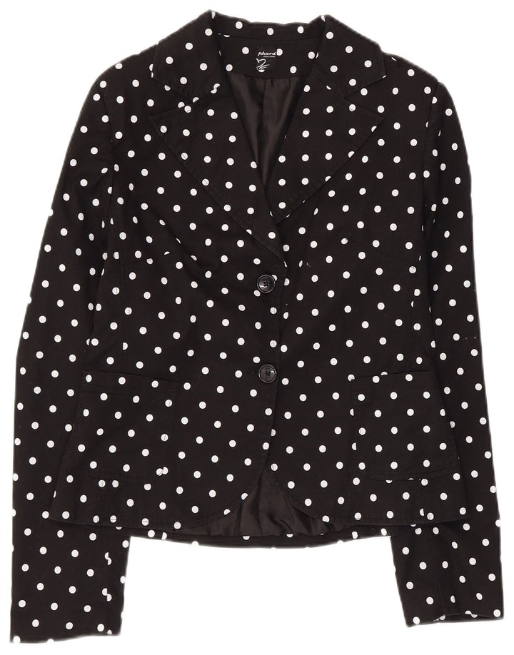 Damska marynarka Phard zapinana na 2 guziki UK 12, średnia czarna, bawełniana w kropki