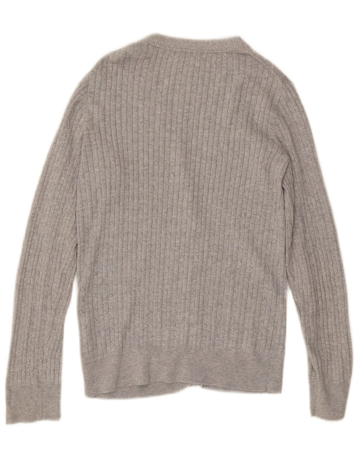 Damski sweter rozpinany TOMMY HILFIGER UK 12, średnioszary, bawełniany