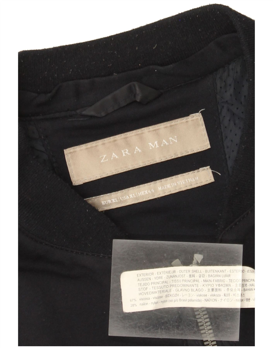 Męska kurtka bomberka Zara UK 42 XL granatowa wiskoza