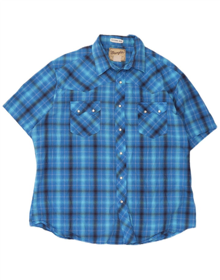 Męska koszula z krótkim rękawem Wrangler w dużą niebieską kratę