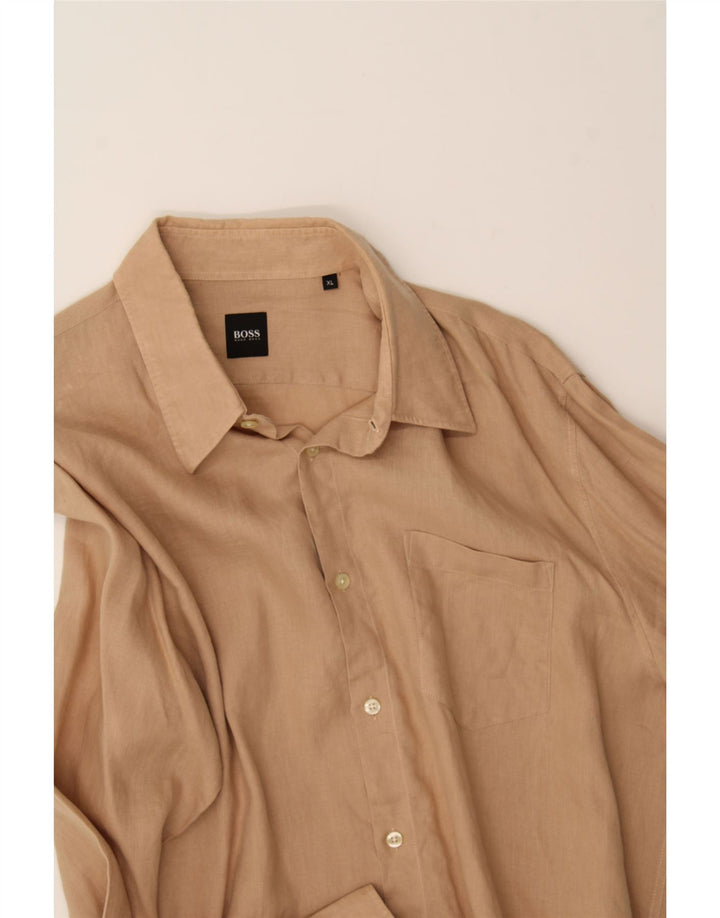 HUGO BOSS Mens Shirt XL Beige Cotton Vintage Hugo Boss and Second-Hand Hugo Boss from Messina Hembry 