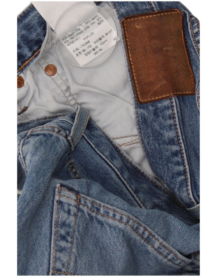 Męskie jeansy Levi's 501 Straight W34 L32 Niebieskie bawełniane