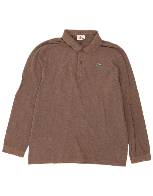 Męska koszulka polo Lacoste z długim rękawem, rozmiar 6 XL, brązowa, bawełniana