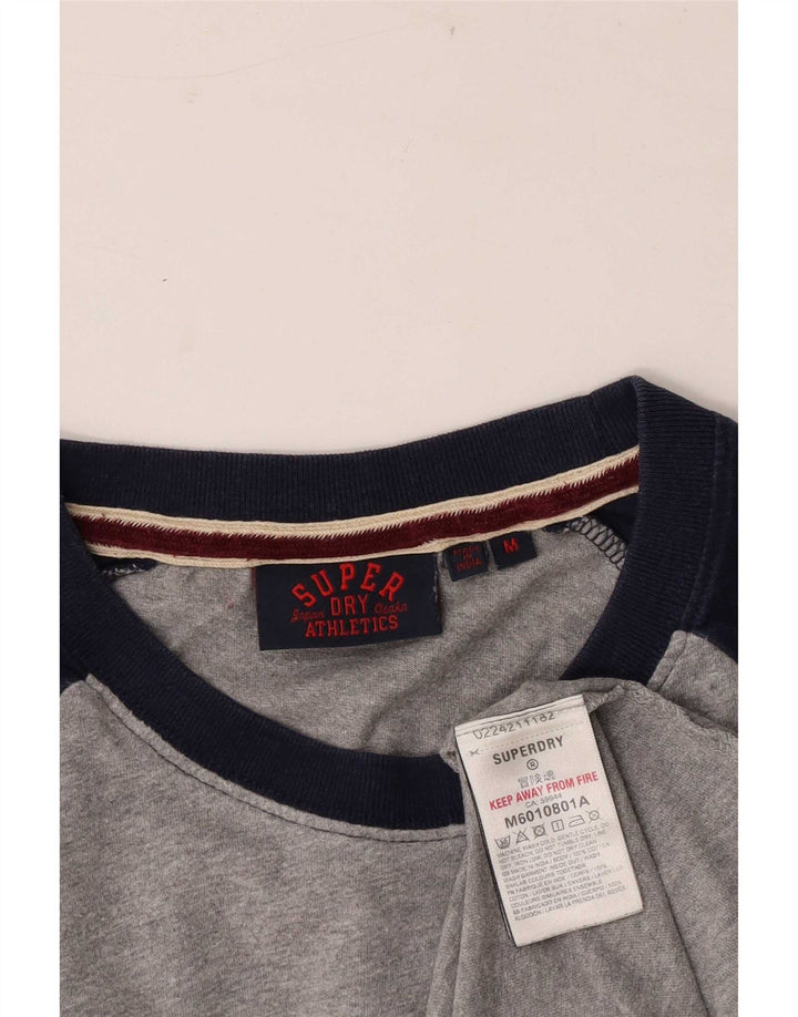 Męski top Superdry z długim rękawem, średnioszary, bawełniany w bloki kolorów