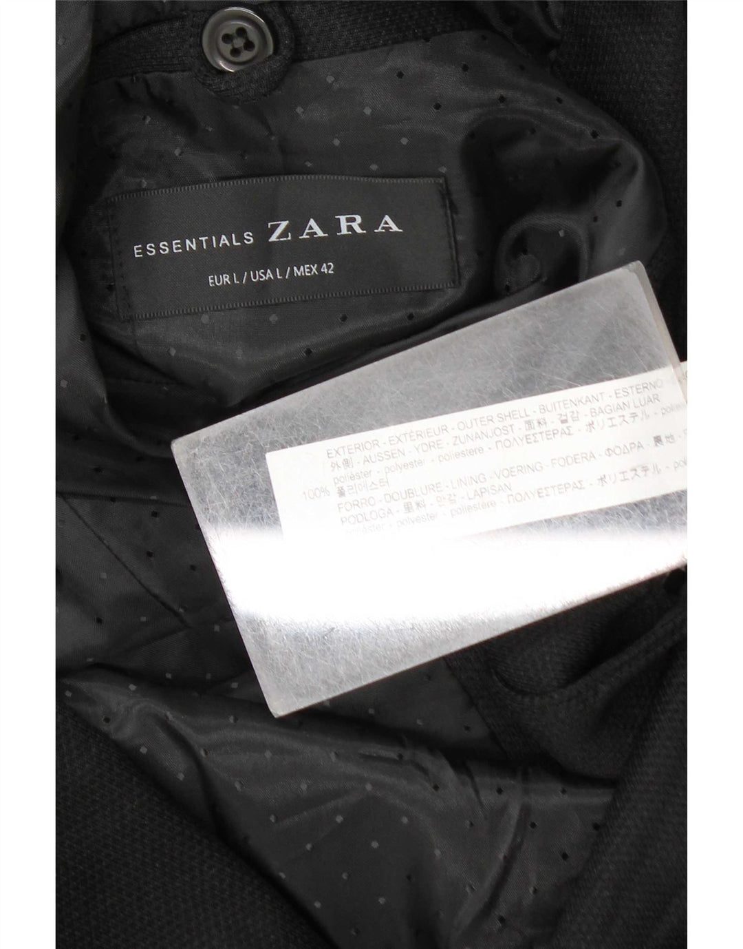 Zara Męska marynarka zapinana na 2 guziki UK 40, duża, czarna, poliester