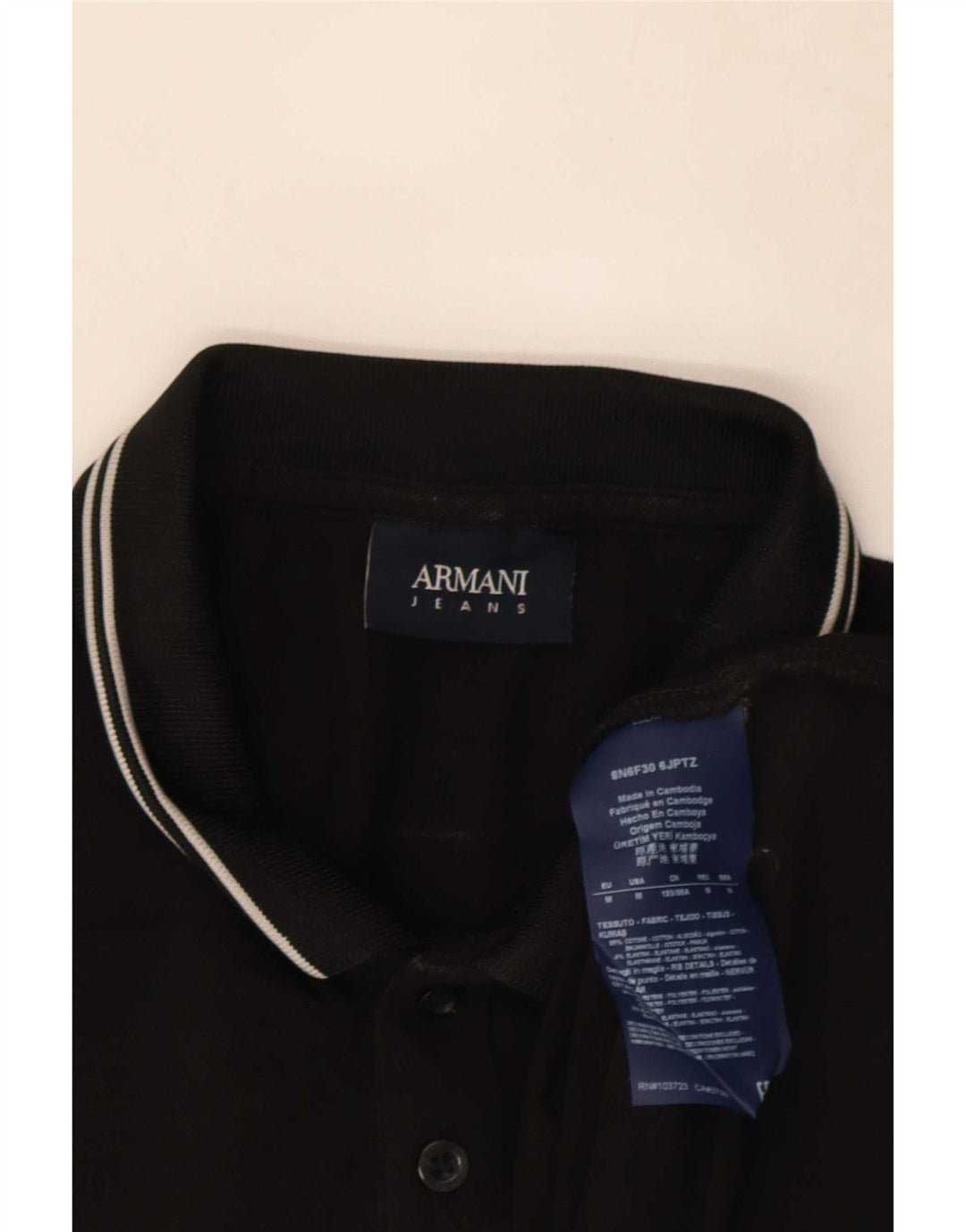 Męska koszulka polo Armani Jeans, bawełniana, w średnie czarne paski