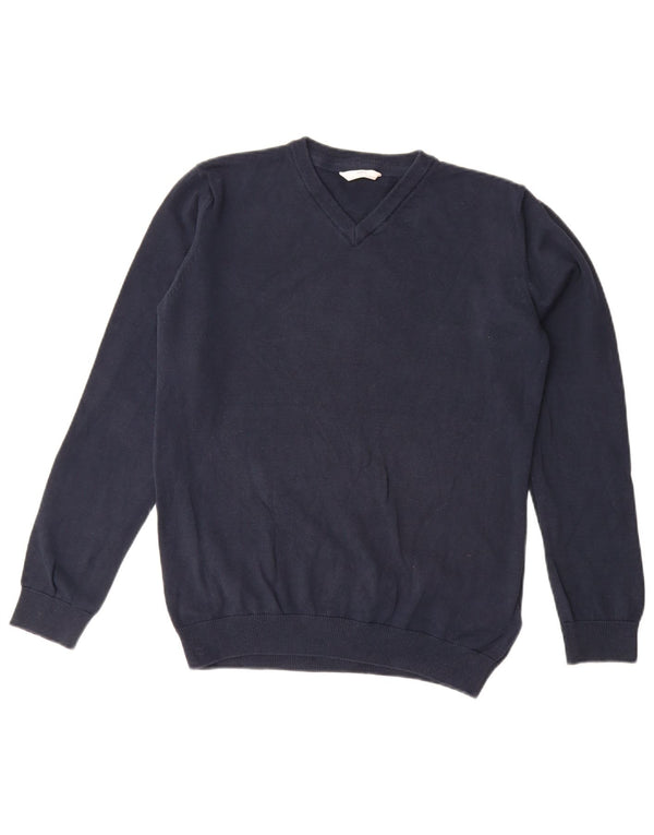 Marks & Spencer Chłopięcy sweter z dekoltem w kształcie litery V 14-15 lat Granatowy, bawełniany