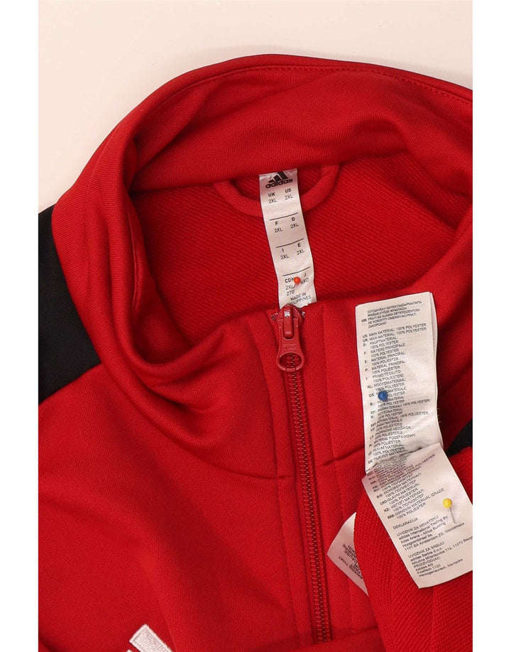 Adidas Męska bluza dresowa Top 2XL Czerwony poliester z blokami kolorów