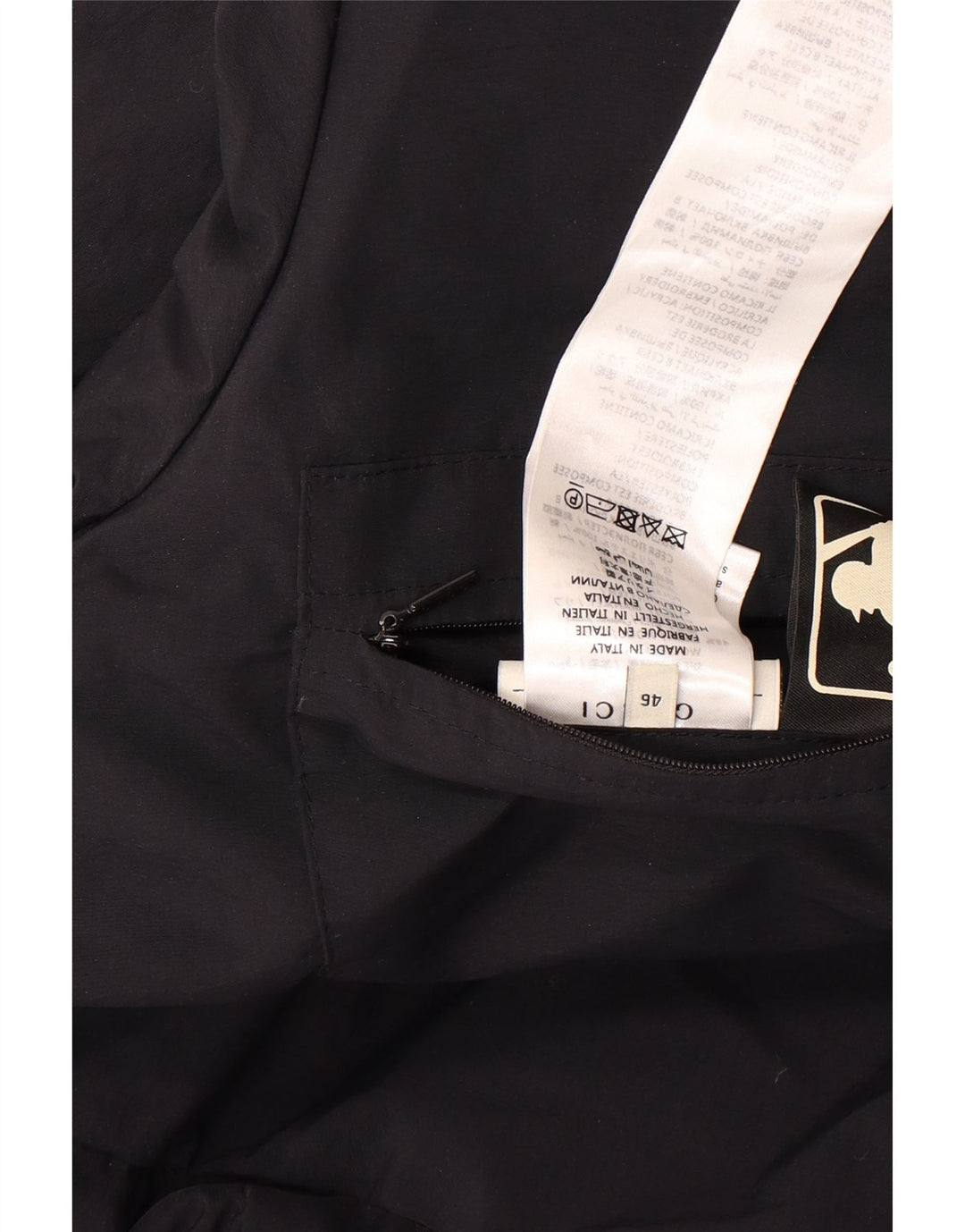 Męski ocieplany płaszcz z kapturem i grafiką Gucci IT 46, duży czarny poliamid