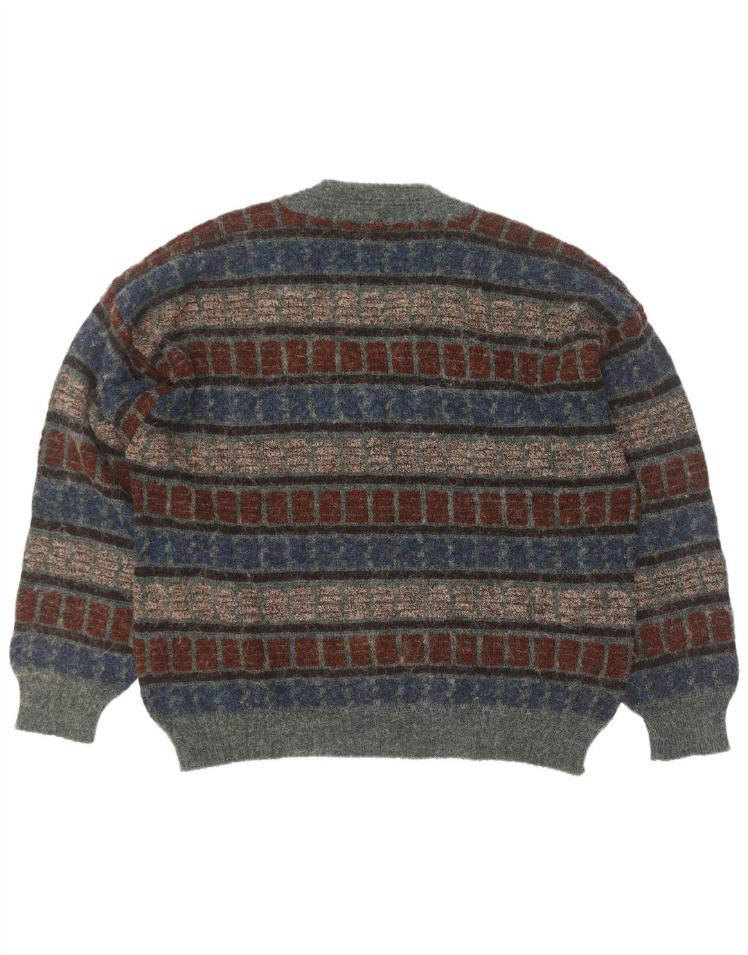 Męski sweter w stylu vintage z dekoltem w szpic IT 54 XL w wielokolorowe paski