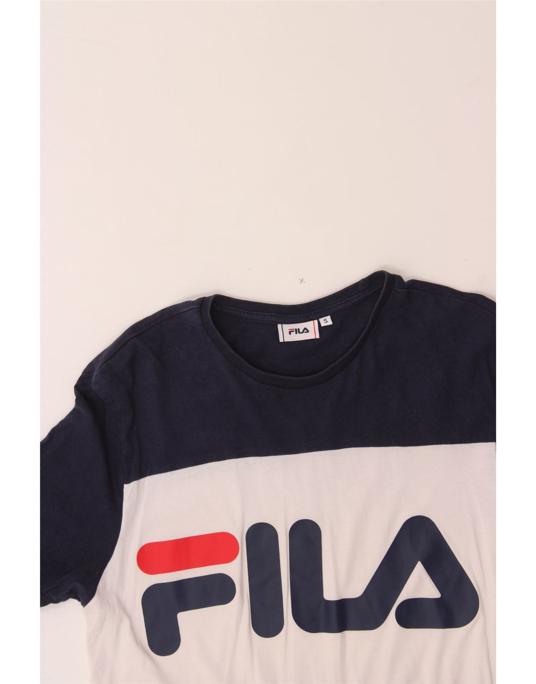 FILA Mens Graphic T-Shirt Top Small Multicoloured Colourblock Cotton Vintage Fila and Second-Hand Fila from Messina Hembry 