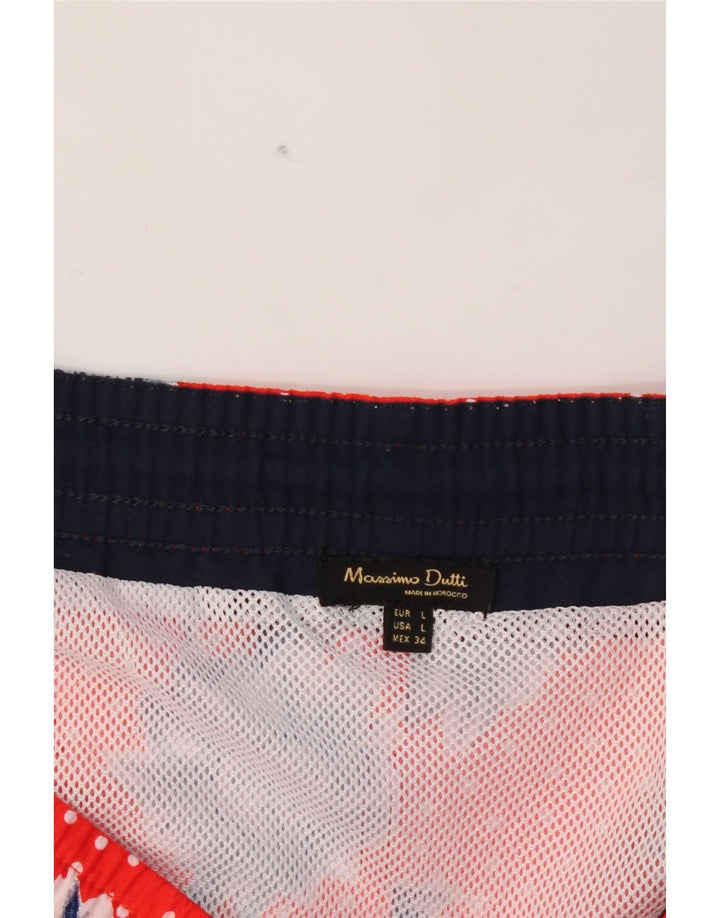 MASSIMO DUTTI Mens Graphic Swimming Shorts Large Red Floral Vintage Massimo Dutti and Second-Hand Massimo Dutti from Messina Hembry 