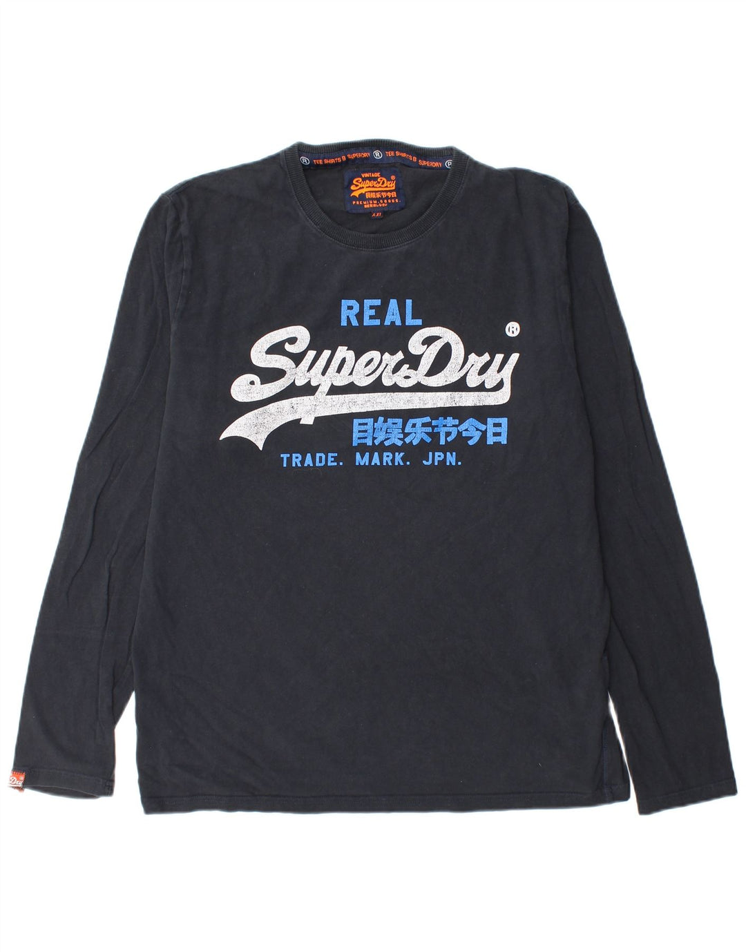 SUPERDRY Męski top graficzny z długim rękawem, 2XL, granatowy, bawełniany