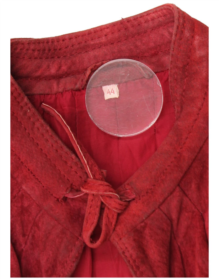 Vintage damska zamszowa kurtka z rękawem 3/4 IT 44, średnia czerwień