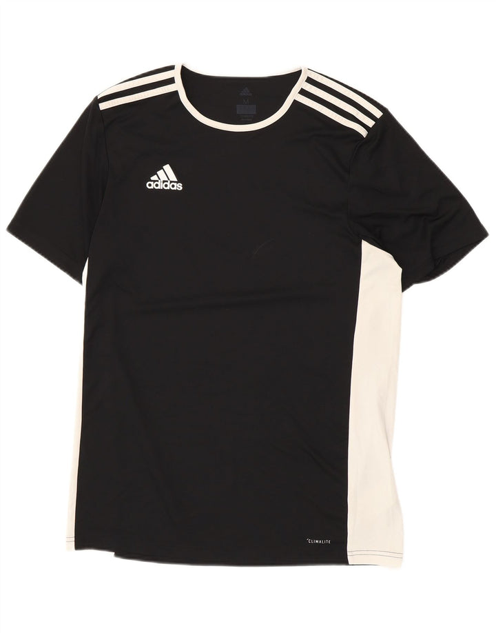 ADIDAS Mens Climalite T-Shirt Top Medium Black Colourblock Polyester