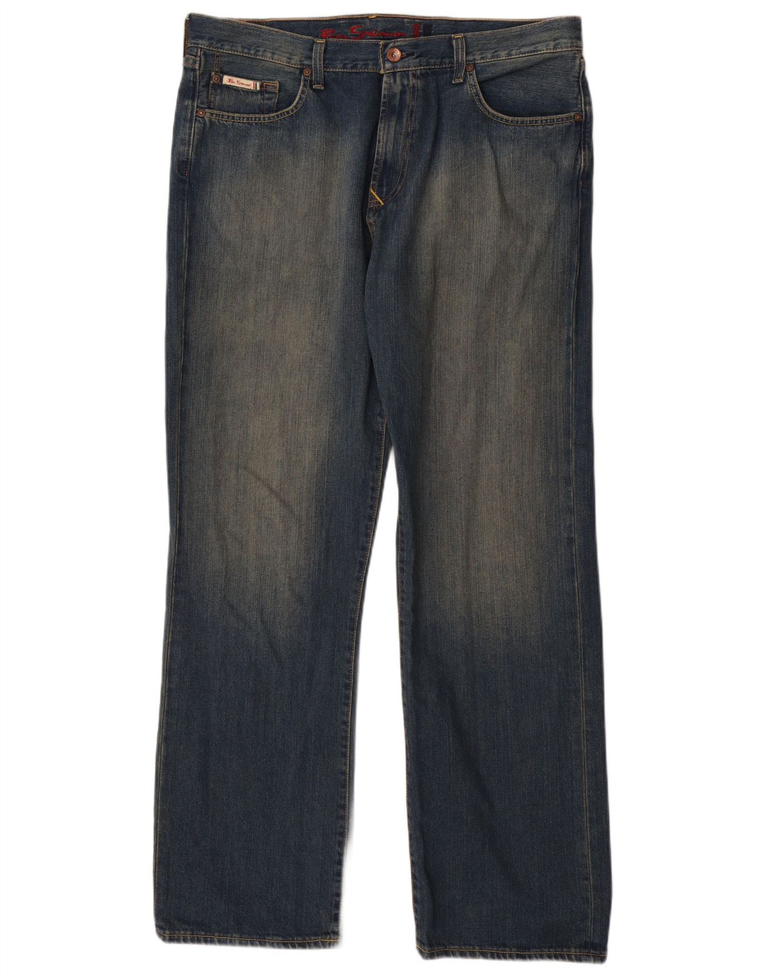 BEN SHERMAN Męskie proste dżinsy W36 L32 Niebieska bawełna