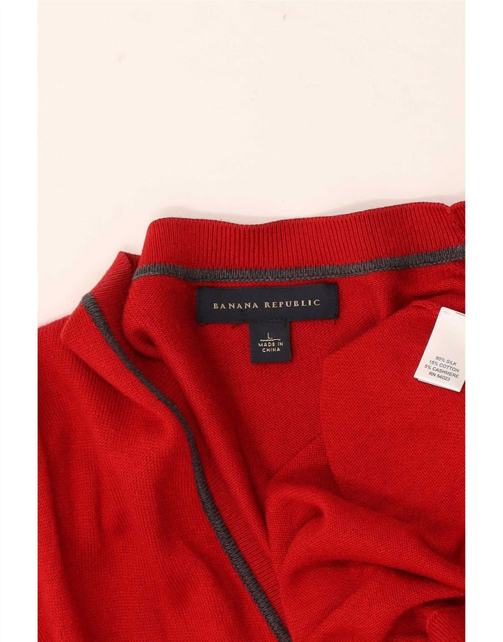 Męski sweter rozpinany Banana Republic, duży, czerwony, jedwabny