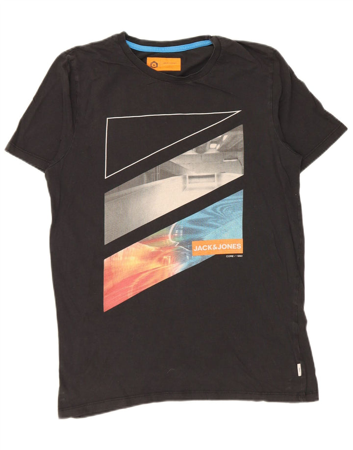 Męski T-shirt z grafiką Jack & Jones, mały, czarny