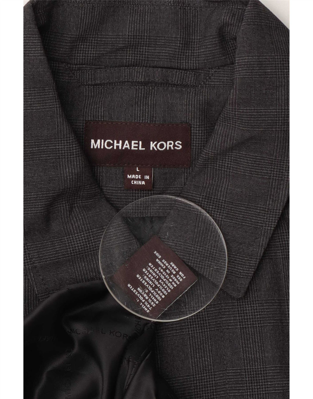 Michael Kors Płaszcz męski UK 40, duży, szary, w kratkę, poliester