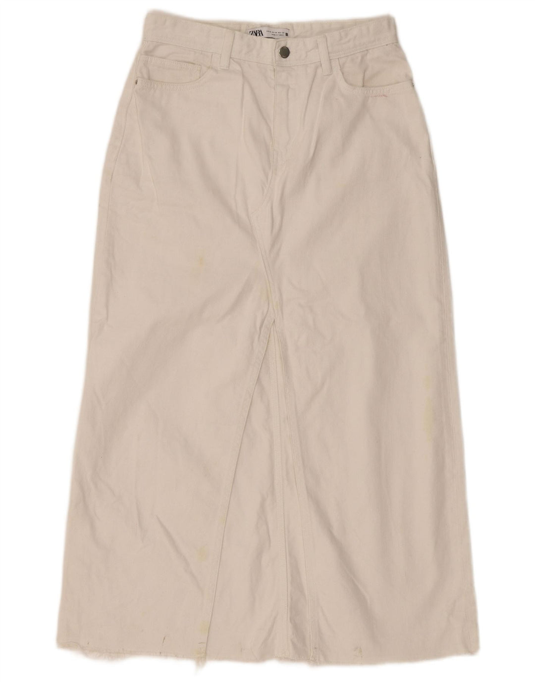 Spódnica damska Zara Maxi, jeansowa, średnia W30, biała