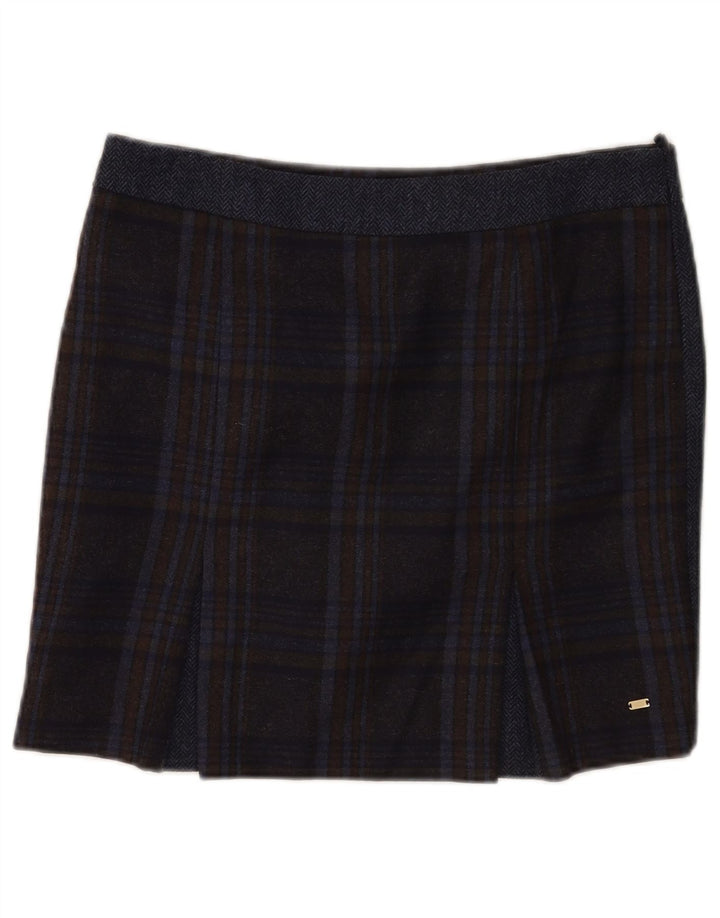 Damska spódniczka mini Tommy Hilfiger US 8 Medium W32 Granatowa wełniana krata