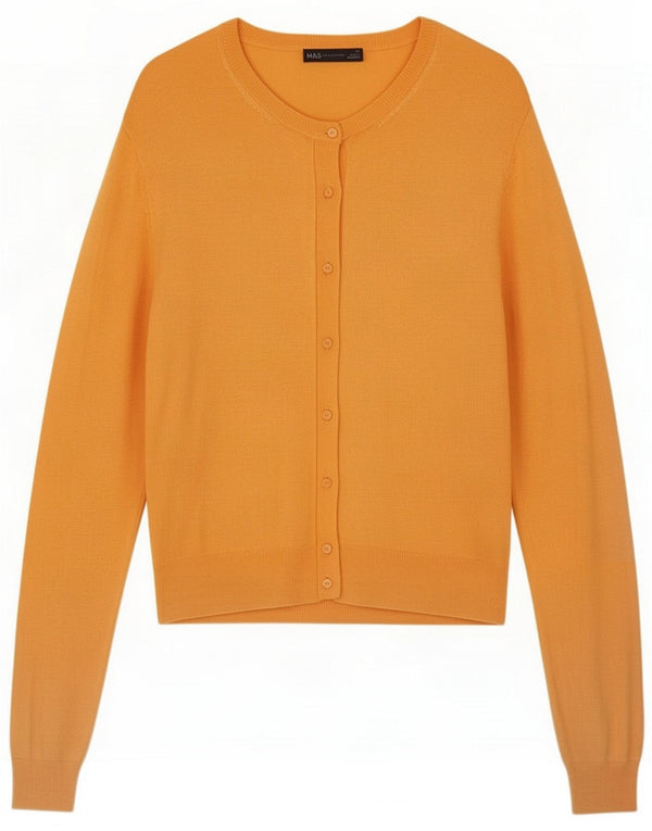 Marks & Spencer Damski sweter kardigan UK 14 Large Orange Viscose Classic