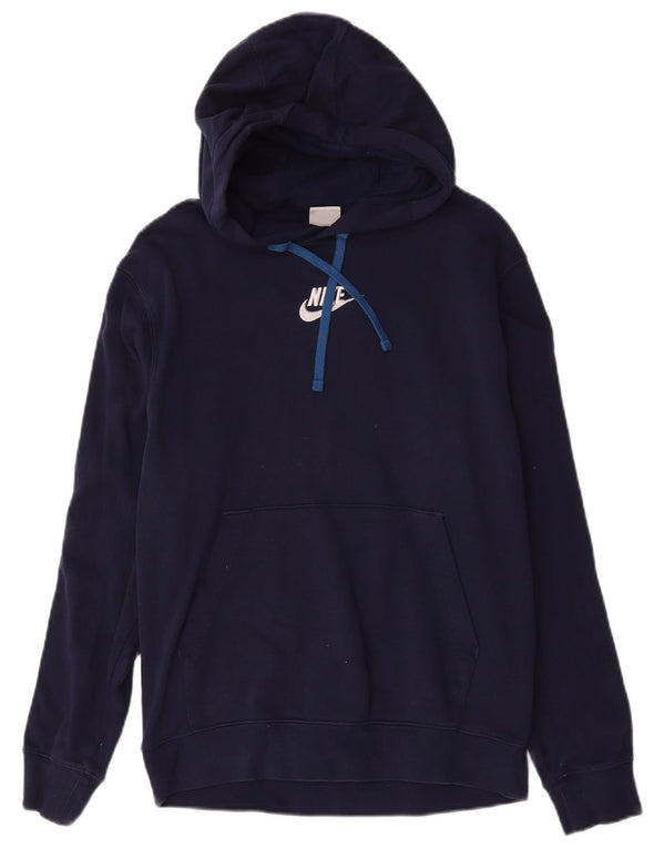 Męski sweter z kapturem Nike z grafiką, mały, granatowy, bawełniany z blokami kolorów