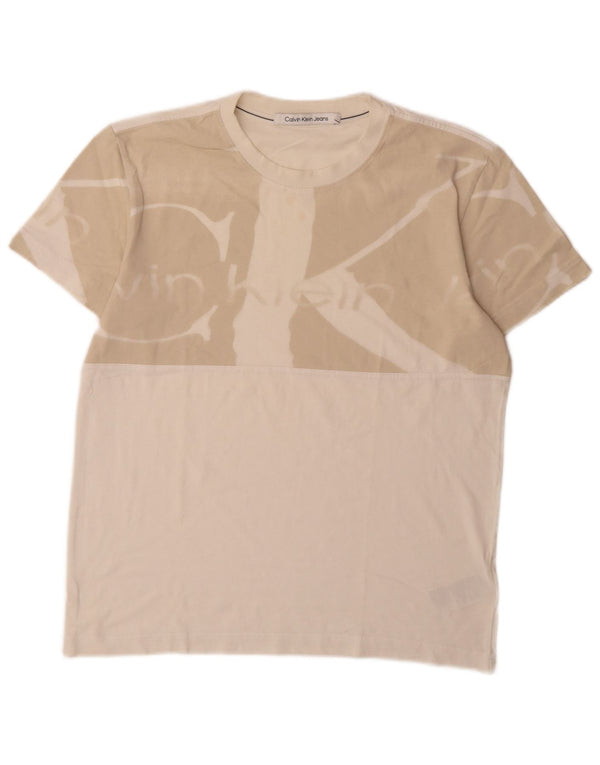 Męska koszulka z grafiką Calvin Klein Jeans Top Medium Off White Cotton