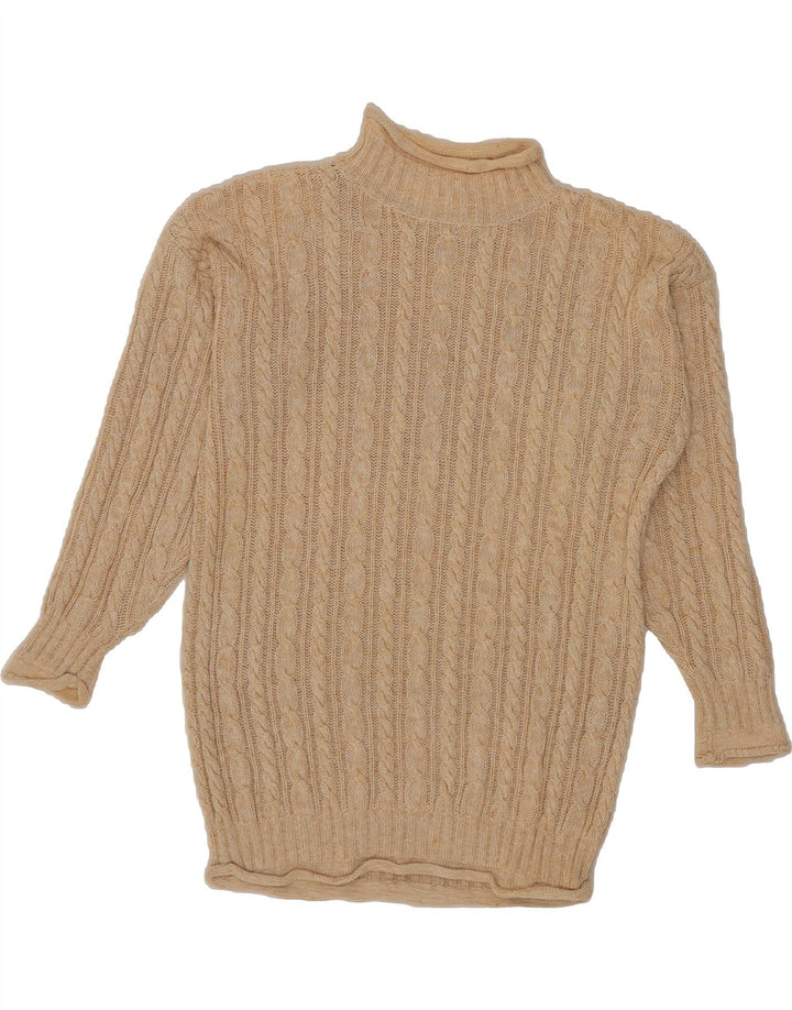 VINTAGE Womens Longline Turtle Neck Jumper Sweater EU 38/40 Medium Beige Vintage Vintage and Second-Hand Vintage from Messina Hembry 