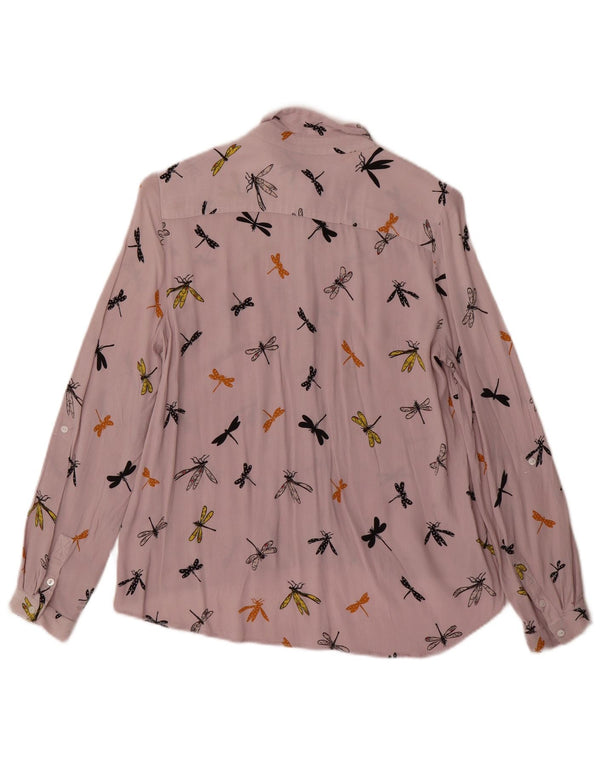 Damska bluzka koszulowa ZARA w abstrakcyjny wzór UK 6 XS fioletowa