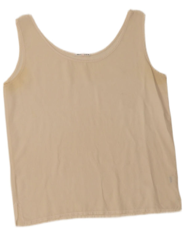 Damska kamizelka w stylu vintage, krótka, UK 14, średni beżowy jedwab