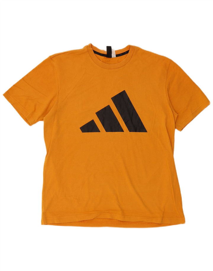 Męski T-shirt z grafiką ADIDAS, duży, żółty