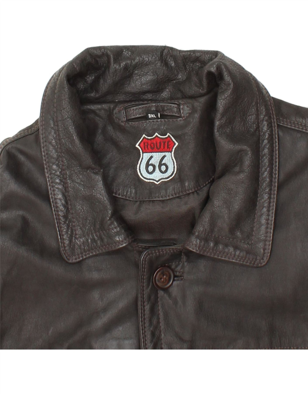 ROUTE 66 Męski płaszcz skórzany UK 46 3XL Czarna skóra