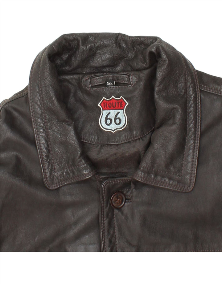 ROUTE 66 Męski płaszcz skórzany UK 46 3XL Czarna skóra