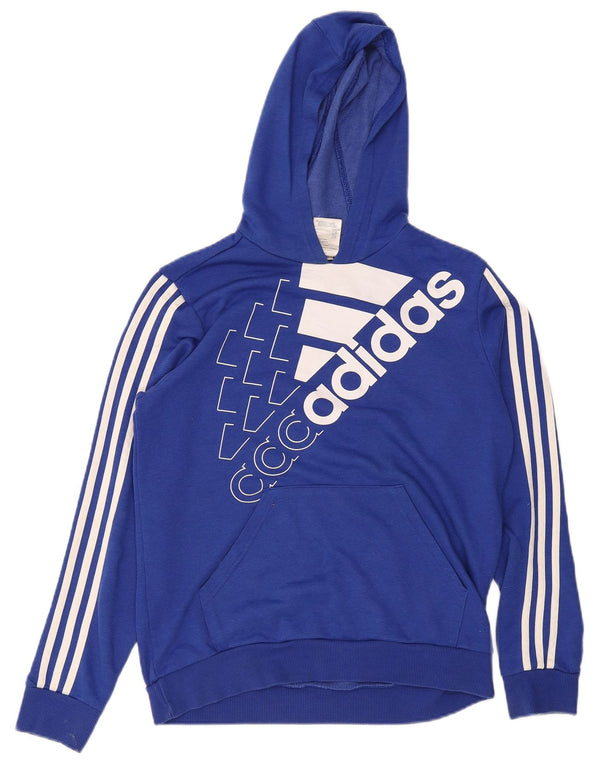 Adidas chłopięca bluza z kapturem z grafiką 15-16 lat niebieska bawełniana sportowa