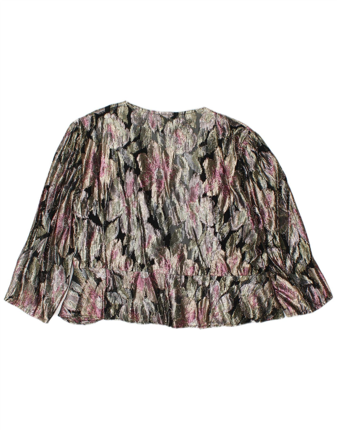 Damski krótki kardigan ARELLA UK 16, duży, wielokolorowy w kwiaty