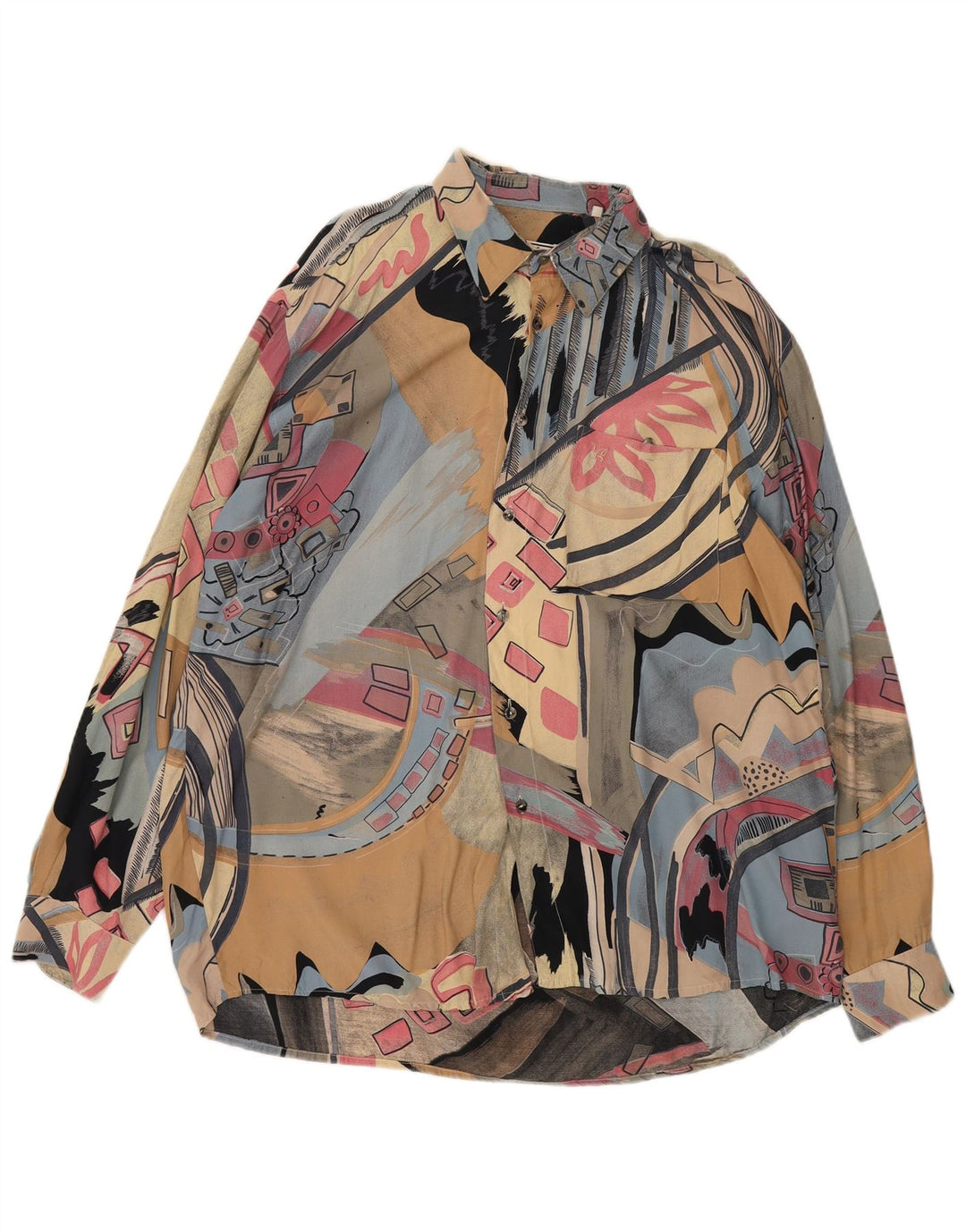 Vintage męska ponadgabarytowa koszula w abstrakcyjny wzór, duża, wielobarwna, retro