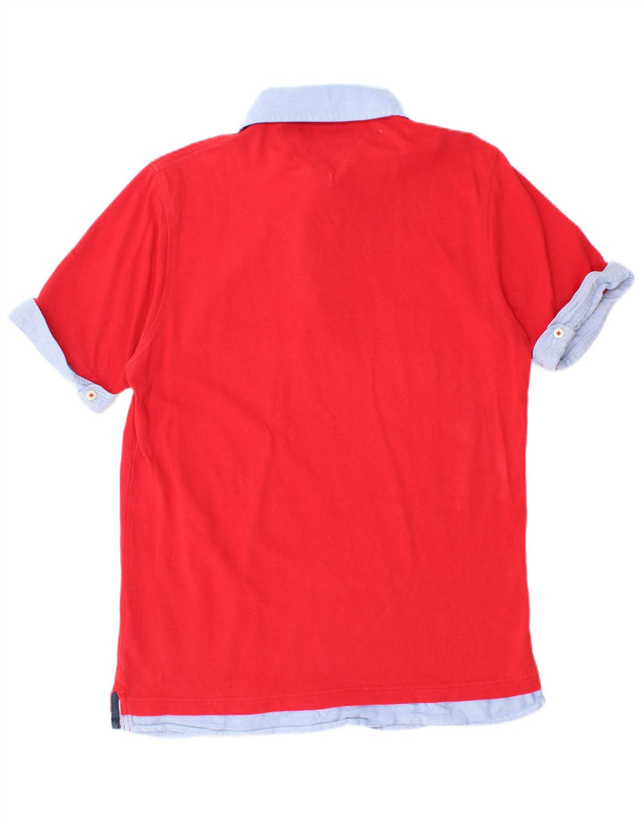 Męska koszulka polo slim fit TOMMY HILFIGER, duża, czerwona, bawełniana