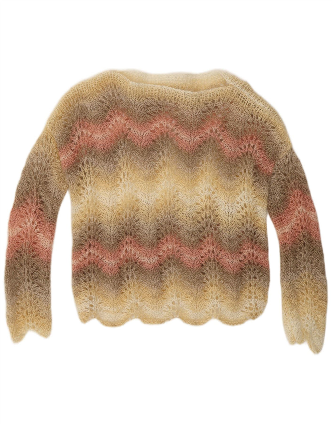 Sweter damski VINTAGE z dekoltem w łódkę UK 14, średnie, wielokolorowe paski