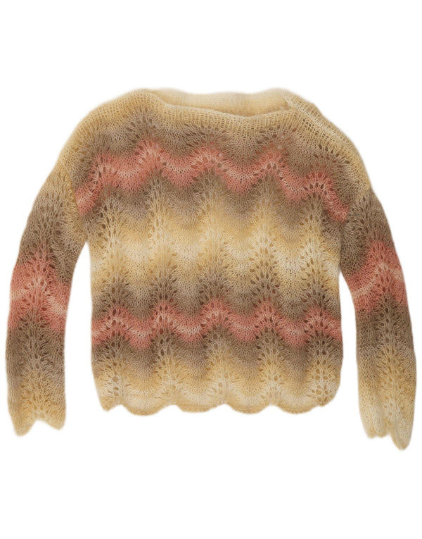 Sweter damski VINTAGE z dekoltem w łódkę UK 14, średnie, wielokolorowe paski