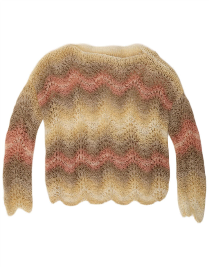 Sweter damski VINTAGE z dekoltem w łódkę UK 14, średnie, wielokolorowe paski