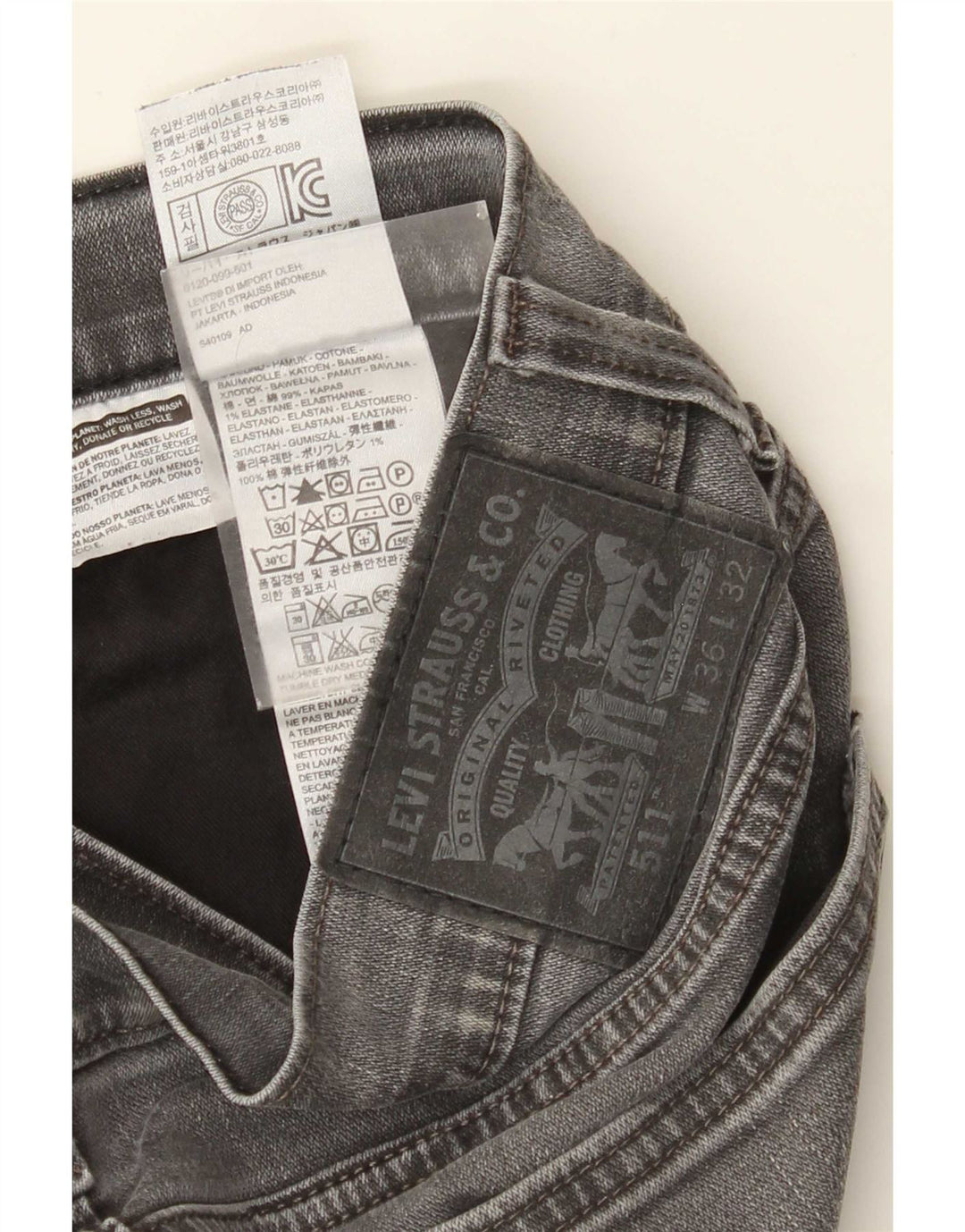 Męskie jeansy Levi's 511 Slim W36 L32 Szara bawełna
