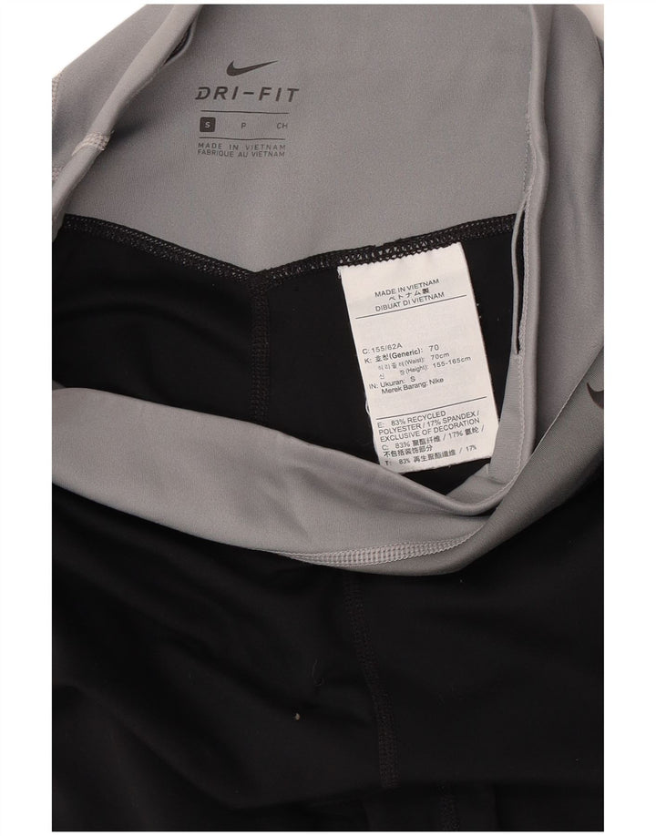 Damskie legginsy NIKE Dri Fit Graphic Crop UK 8, małe, czarne, z blokami kolorów