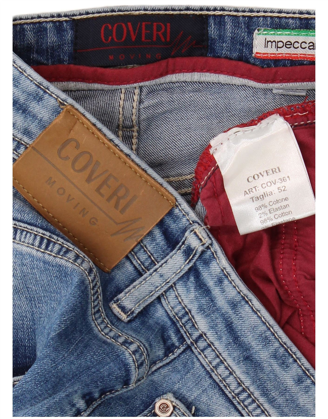 Męskie spodenki jeansowe COVERI IT 52 XL W38 Niebieskie, bawełniane