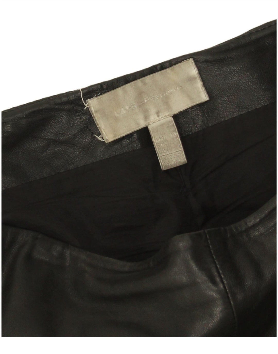 Damskie spodnie skórzane Mango EU 36 Small W24 L27 Czarna skóra