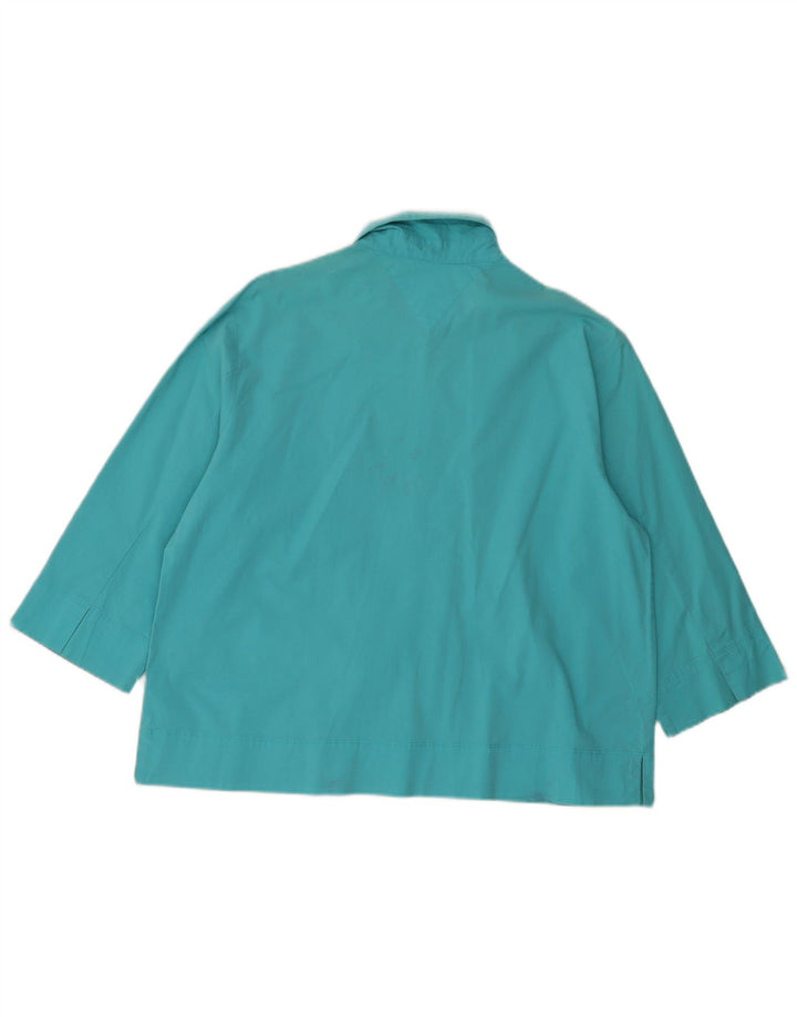 Koszula damska TOMMY HILFIGER z rękawem 3/4 US 16 2XL turkusowa bawełna